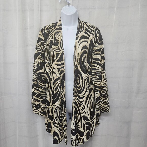 Vintage Chico's Black Tan Kimono Jacket Open Retro Abstract Office Evening 3 (L) - Picture 1 of 10